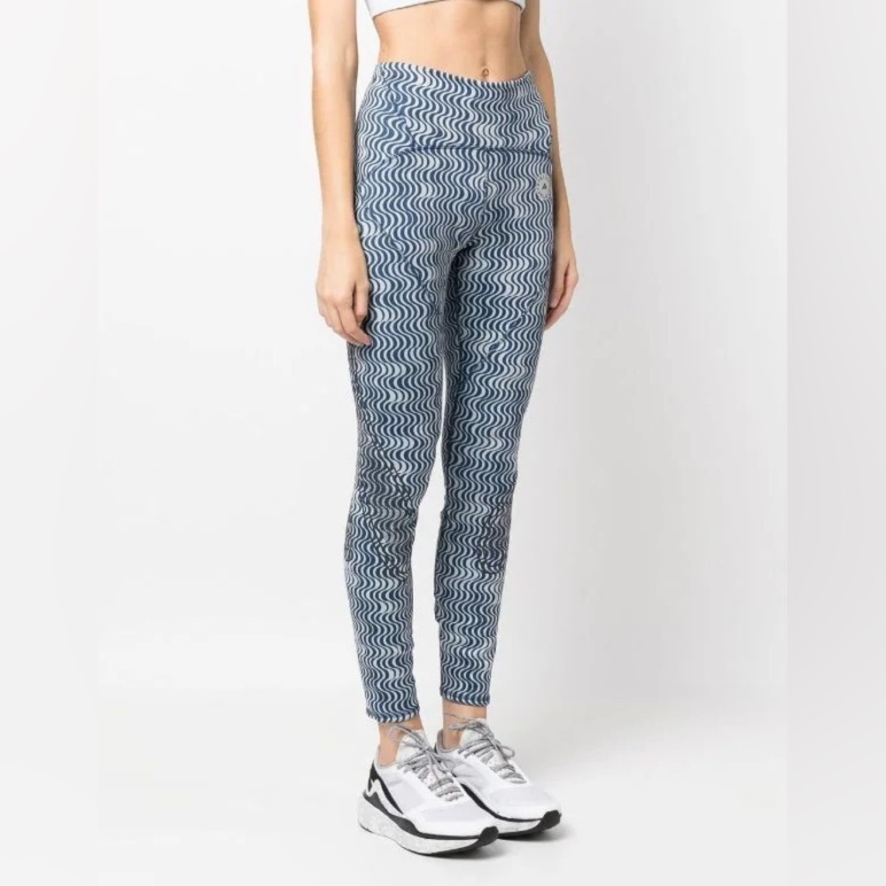 Adidas by Stella McCartney TruePace Blue White Abstract-Print Running Legging XS